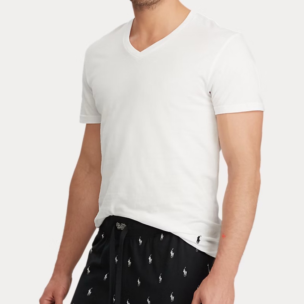 Ralph Lauren Men's White V-Neck Undershirts - 6 Pack